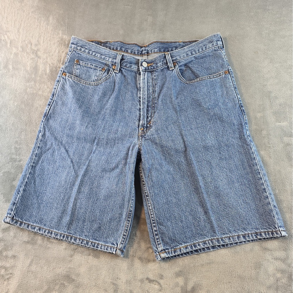 Levis 550 Relaxed Fit Mens Denim Shorts Medium Wash Blue Cotton Jorts Size 38